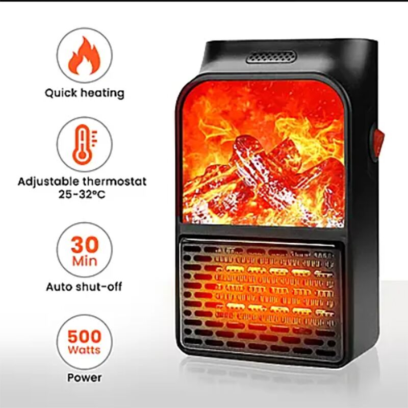 Отоплителна мини печка, духалка с камина ефект 1000W - MiniStove » Murzel.bg Отоплителна мини печка, духалка с камина ефект 1000W - MiniStove